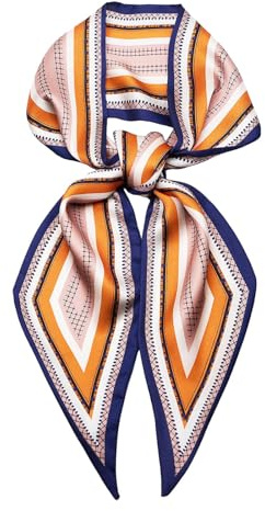 QIUTIMIY Silk Like Scarf for Women Neck Scarf Satin Scarves for Hair Tie Fashion Purse Scarves for Handbags Accessories Charm(Blue Orange)