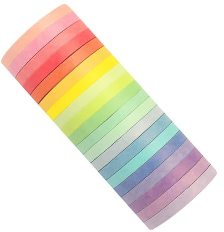 NJCXOLA 20 washi tape,Basic einfarbig 20 Farben diy dekorative Handbuch Band(5m*5mm)