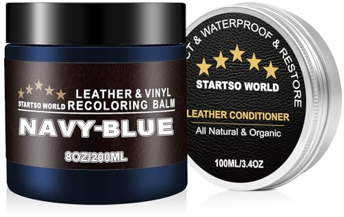 STARTSO WORLD Leder Reparatur Set blau mit Lederfett, 200ml Flüssigleder, Lederfarbe, Leder-Schramm-Entferner, Leder- & Vinyl-Reparaturset für Möbel, Couchen, Sofas, Autositze, Schuhe