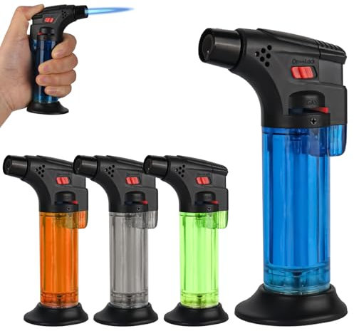 XCWTBL 4 x Jet-Feuerzeug, verstellbar und winddicht, nachfüllbarer Gasbrenner, Butangas, Mini-Fackel (Butangas nicht im Lieferumfang enthalten)