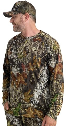 Nomad Mens Mirage Long Sleeve Crew, Performance Hunting Shirt, Mossy Oak New Breakup Camo, Small