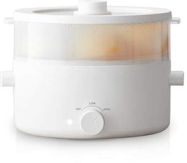 olayks. Electric Steamer for Cooking, 2L Ceramic Glaze Non-stick Pot, Dual Power Multi-functional Electric Cooker, Suitable for Steak, Pasta, Hot Pot, Ramen, Quick Heating and Overheat