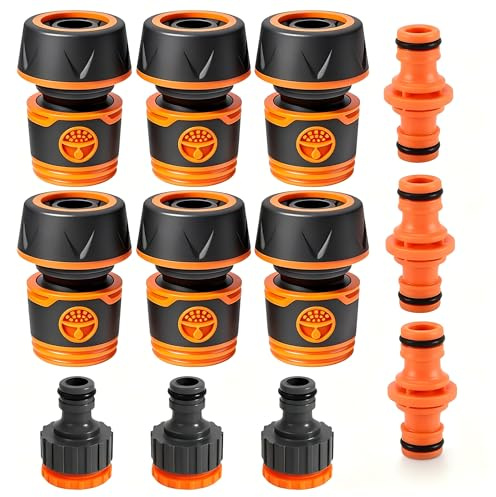 Kontazmi Set di connettori per tubo da 3/4 pollici con frizione, connettore per tubo da giardino e raccordo per un efficiente irrigazione del giardino, auto e casa