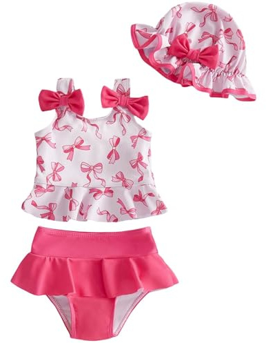 DivingBirds Baby Girls Swimming Costume with Hat for 3-4 Years