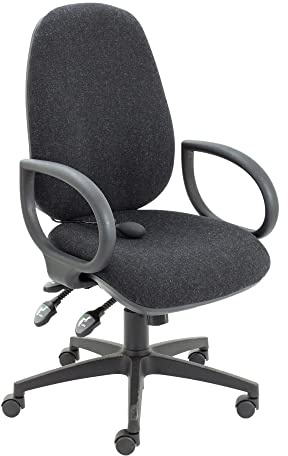 Office Hippo Physio Approved Desk Chair, Ergonomic Home & Office Chair With Adjustable Seat, Back & Lumbar Pump For Comfort & Support, Computer Chair With Fixed Arms - Charcoal