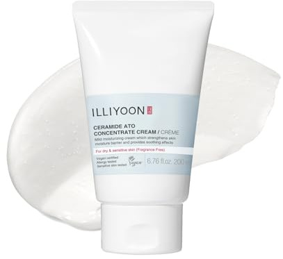 ILLIYOON Ceramide Ato Konzentrations Creme 200ml, Feuchtigkeitscreme für trockene, empfindliche Haut, 100 Std Hydration, Wiederherstellung der Hautbarriere, für Kinder & Erwachsene, Vegan, Parfümfrei