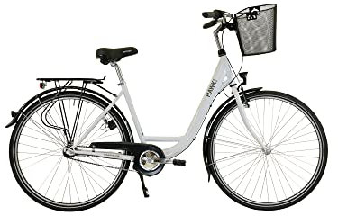 HAWK City Wave Premium Plus inkl. Korb I Damenfahrrad 26 Zoll I Damen Fahrrad mit 3-Gang Nabenschaltung, Beleuchtung & Ergogriffen I Weiß