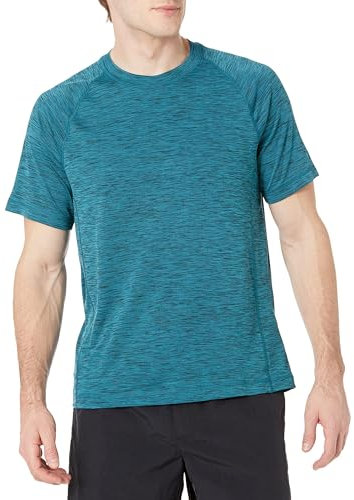 Amazon Essentials Herren Schmal Geschnittenes, Kurzärmeliges, Schnelltrocknendes UPF 50-Bade-T-Shirt, Dunkelgrünblau, M