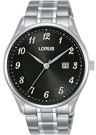 LORUS Herren Analog Quarz Uhr mit Metall Armband,Schwarz