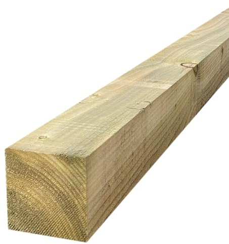 One 4 sq Wooden Fence Post, 10ft Pressure Treated Timber Fencing | 3 x 3/ 4 x 4 Inch Square, Heavy Duty Wood, Strong & Functional, for Garden Fencing, Pergola Framing & Pedestrian Gates