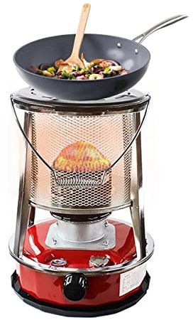 fikujap Petroleum Heizung Ohne Strom Innen Mobile Leiser Petroleumofen für InnenräUme, 6-Kern Petroleumkocher rot 4.6L Petroleumheizer Für Wohnung Zelt Gartenhaus Bad Notheizung