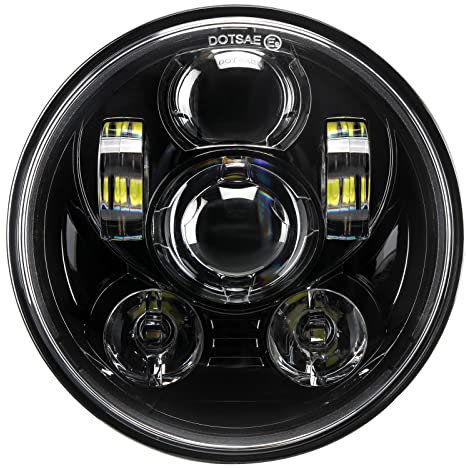 ToKnoMe 5-3/4 5.75 inch LED Headlight Compatible with Harley Davidson Dyna Sportster Iron 883 1200 Low Rider XLH883 Super Glide Softail Custom XLH1200 Forty-Eight SuperLow Street 500 750(Black)