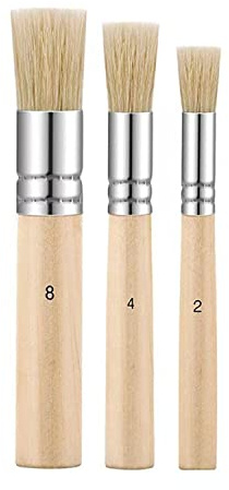 Pinceles de Cerdas,3 tamaños Pinceles para Plantilla Madera Naturales Pincel Brochas de Madera para Plantilla Pinceles de Arte Pinceles de Acuarela Gouache para Pintura Acrílica Pintura al óleo