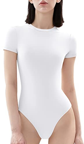 PUMIEY Bodysuits for Women Dupes Body Suit Splashed White Medium