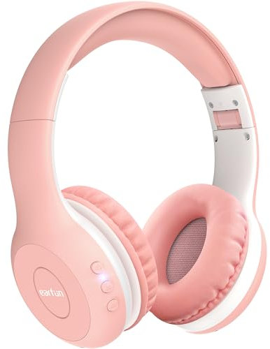 EarFun Bluetooth Kopfhörer Kinder, 85/94dB Lautstärkeregelung, HiFi Sound, HD-Mikrofon, 40 Std Akku, Faltbare, Einstellbar, Kopfhörer Kabellos Bluetooth Kinder für Schule/Reise, Rosa