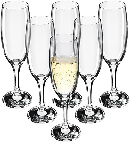 KADAX Calici da vino, lavabili in lavastoviglie, bicchieri di alta qualità ed eleganti, per vino rosso e bianco, bicchieri da vino su stile lungo, calici da servire (6 x 220 ml, per spumante)