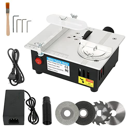 Mini sierra circular de mesa, CEIEVER Mini multifunción, 96 W, sierra de mesa eléctrica precisa, multifuncional, portátil, sierra circular de mesa para manualidades, bricolaje, madera hecha a mano
