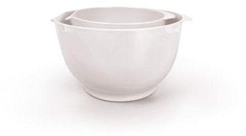 Qdesign - Set aus 2 Rührschüsseln 18 & 24 cm Melamin - Salatschüsseln Neutrales & Gesundes Material - Stapelbare Küchenbehälter - Rutschfeste Unterlage - Weiß