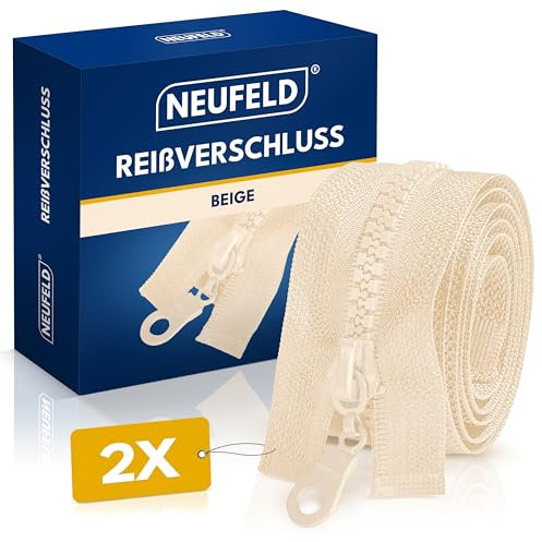 NEUFELD® Reißverschluss in Beige 70cm [VORTEILSPACK] - Reissverschluss für Jacken, Taschen, Bettwäsche - Zipper