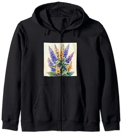 Anise Hyssop Bouquet Floral Pastel Colors Graphic Zip Hoodie
