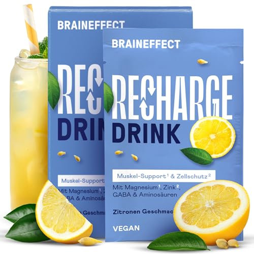 BRAINEFFECT RECHARGE Premium Hydration Blend [24 g Beutel, 15 Pack] - Elektrolyte ohne Zucker (mit Stevia) + EAA & BCAA Pulver - Isotonisches Getränkepulver mit Aminosäuren