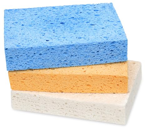 Mektler Extra Large Cellulose Kitchen sponges, 5.9 x 4.3 x 1.4, 3-Pack