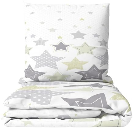 Leonado Vicenti Fleece Bettwäsche Set 4-teilig 135x200 cm mit Sternen Beige Grau Kuschelig Winter Flauschig warm