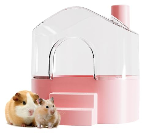 SQUSIMEI Hamster Sand Bath Container Box Large Space Hamster Bathtub Digging Sand Container for Pygmy Hamsters, Chinchilla, Rats, Mice, Gerbils, Other Small Animal (Pink)