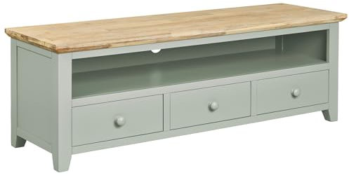 Large TV Stand with 3 Drawers and Shelf Fully Assembled Living Room Furniture Sage Green TV Console