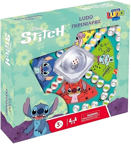 Disney Lilo & Stitch Pop-Up-Ludo-Brettspiel | Traditionelles Ludo-Brettspiel-Set für Kinder | Stitch-Geburtstagsgeschenk für Kinder