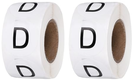 PATIKIL 1 Pouce Étiquettes D'Inventaire Lettre D, 500Pcs Autocollants Lettres Ronds Points Étiquettes Autocollants Adhésifs Semi-Brillants Maison Bureau Stockage, Noir (2 Rouleaux)