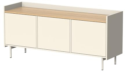Vicco Lowboard Velina, Creme, 140 x 63 cm mit 3 Türen, geeignet als TV-Board mit offenem Ablagefach