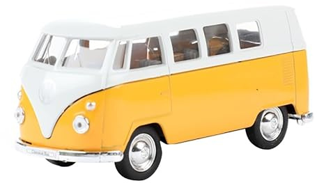 Volkswagen T1 Bus 1963 VW modell av metall med bakåtmotor modellbil leksaksbil leksak bil 4 färger Welly 08 (gul)