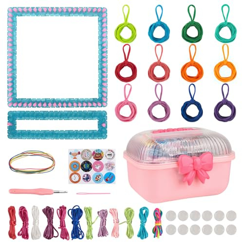 YUMILI Kit de tissage à tisser, 12 couleurs, 288 pièces, loisirs créatifs, pour enfants, maniques et activités de tricot avec boîte de rangement pour débutants