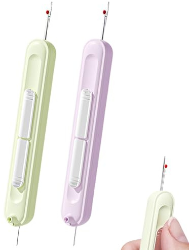 2 Pcs Needle Threader Seam Ripper, 2 in 1 Threading and Thread Remover Tools Stretchable Seam Rippers for Thread Removal, Knitting, Hand Sewing, Embroidery