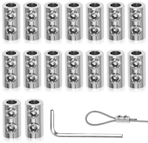 16 abrazaderas de cable de alambre para cable de 1,5 – 2 mm, doble orificio, pinzas de cable con llave inglesa, abrazadera de alambre de acero, abrazadera para cuerda de acero, tendedero, toldo fijo