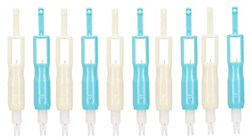 Infila ago automatico da 10 pezzi, inseritore aghi da cucito in plastica, strumenti di infilatura domestici per scarsa luce o visione, include 5 infila aghi bianchi e 5 blu con