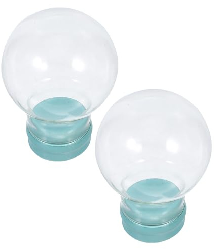 LOLIPPYY 2 Pezzi Palla di Neve in Vetro 45mm con Base in Gomma Antiperdita per Decorazioni Natalizie Creative ed Eleganti per Casa e Feste Invernali