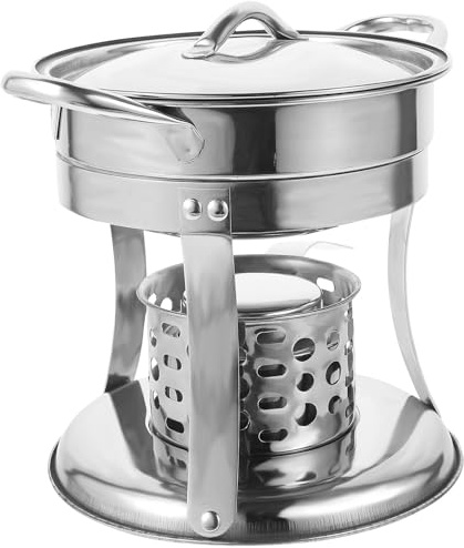 OFFIGAM Pentola Multiuso in Acciaio Inox Fornello Singolo, Manico Isolante e Design Compatto, per Stufati e Hot Pot in Ambienti Interni ed Esterni