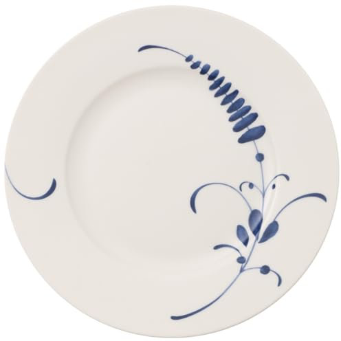 Villeroy & Boch Vieux Luxembourg Brindille Assiette Petit-Déjeuner, 22 cm, Porcelaine Premium, Blanc/Bleu
