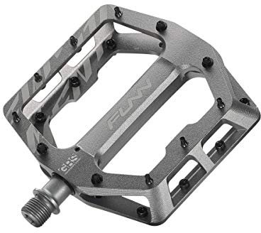 Funn Funndamental Flachpedale - Breite Plattformpedale für BMX/MTB, Einstellbarer Grip für außergewöhnliche Stabilität, 9/16-Zoll CrMo-Achse (Grau)