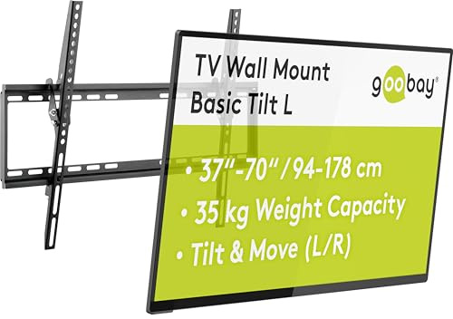 goobay TV-väggfäste lutbar 37–70 tum, ultraplatt 20,5 mm, VESA 600 x 400, upp till 35 kg – Basic TILT L – 49741