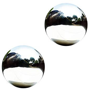 zosenda Stainless Steel Gazing Ball, Mirror Polished Hollow Ball Reflective Garden Sphere, Floating Pond Balls Seamless Gazing Globe for Home Garden Ornament Decorations (10CM X 2PCS)