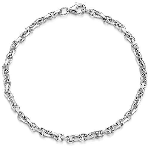 MATERIA by Matthias Wagner Bracelet pour homme en argent 925 chaîne d'ancre massif 18-24 cm 2,9 mm SA-140, 18 centimeters, Argent sterling