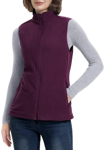 33,000ft Women's Fleece Gilets Lightweight Warm Ladies Vest Outerwear, Sleeveless Spring Jacket with Zip Up Pockets
