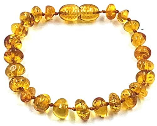Amber Jewelry Shop Bernstein Armband/Fußkettchen Länge 14 cm Baltischer Bernstein – 100% Handarbeit (Cognac)