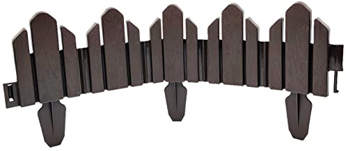 Acan Tradineur - Valla de plástico Decorativa de jardín - Borde para cespéd, Plantas, Flores, decoración de Exterior - N.º 1-25 x 62 x 1 cm - Color Wengué