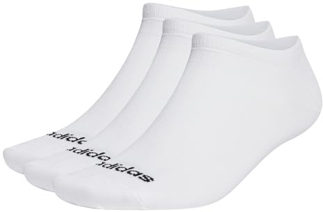 adidas Mixte Thin Linear Low-Cut Socks 3 Pairs, White / Black, 40-42