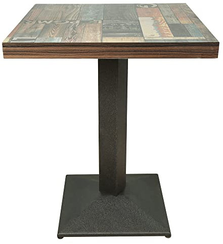 homewell Esstisch, Quadratisch, Einbeinig, Geeignet für 4 Personen, Küchentisch, Esstisch, Wohnzimmertisch, Stehtisch, 60 x 60 x 75 cm, Braun (Vintage Blumenmuster)