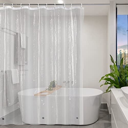 YISURE Duschvorhang Transparent Schmal 90x180cm, Schmaler Transparenter Duschvorhang Wasserdicht mit Magnet, Breite 90 x Höhe 180cm